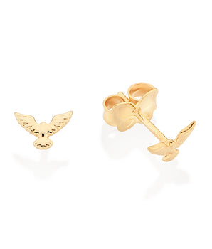 GOLD HOLY SPIRIT DOVE STUD EARRINGS