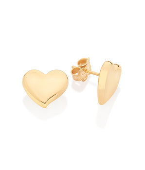 GOLD HEART BUTTON EARRINGS