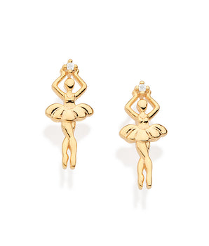 GOLD BALLERINA STUD EARRINGS