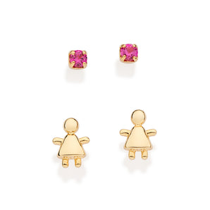 GOLD BABY GIRL STUD EARRING KIT