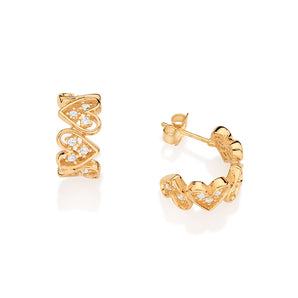 GOLD UP SIDE DOWN HEART HOOP EARRINGS
