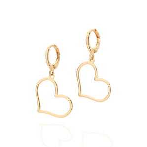 GOLD THIN HEART HUGGIE EARRINGS