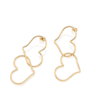 GOLD DOUBLE HEART EARRINGS