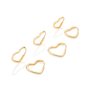 HEART HOOP EARRING SET PLATED