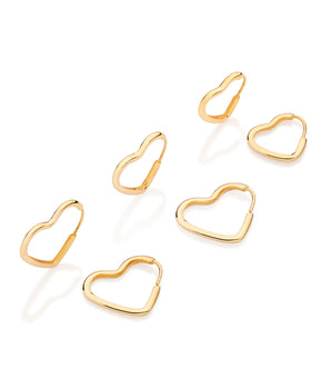 HEART HOOP EARRING SET PLATED
