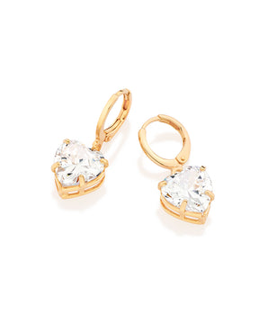 GOLD STUDDED HEART HUGGIE EARRINGS