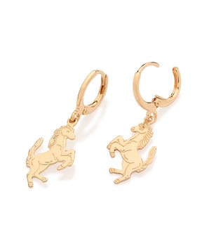GOLD HORSE HUGGIE EARRINGS