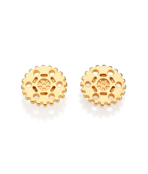 GOLD mensS GEAR STUD EARRINGS