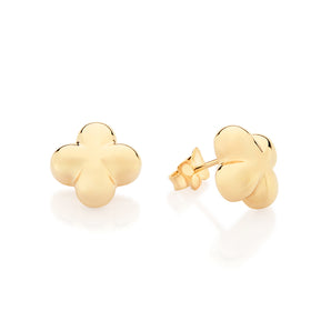 GOLD CHUNKY FLOWER STUD EARRINGS