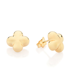 GOLD CHUNKY FLOWER STUD EARRINGS
