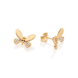 GOLD BRIGHT BUTTERFLY STUD EARRINGS