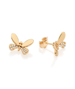GOLD BRIGHT BUTTERFLY STUD EARRINGS
