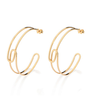 GOLD CROSSED PATHS HOOP EARRINGS