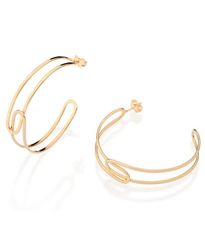 GOLD CROSSED PATHS HOOP EARRINGS