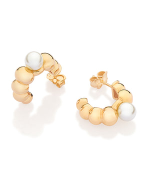 GOLD PEARLED WAY HOOP EARRINGS