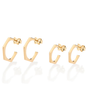 GOLD ABSTRACT SKINNY HUGGIE EARRINGS KIT