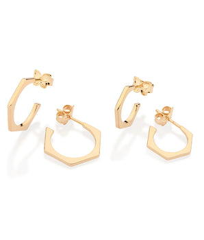 GOLD ABSTRACT SKINNY HUGGIE EARRINGS KIT
