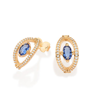 GOLD GREEK EYE HOOP EARRINGS