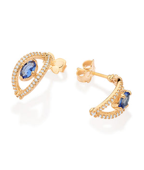 GOLD GREEK EYE HOOP EARRINGS