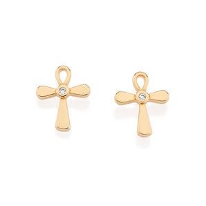GOLD CROSS STUD EARRINGS
