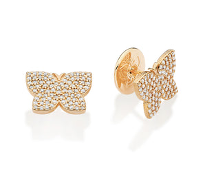 GOLD FULLY STUDDED BUTTERFLY STUD EARRINGS