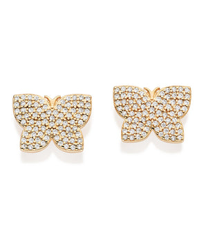 GOLD FULLY STUDDED BUTTERFLY STUD EARRINGS