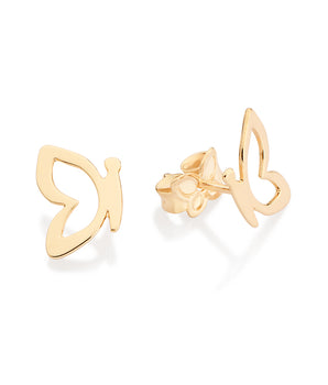 GOLD HALF-N-HALF BUTTERFLY EARRINGS