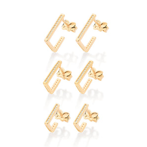 GOLD RECTANGULAR HUGGIE EARRINGS KIT
