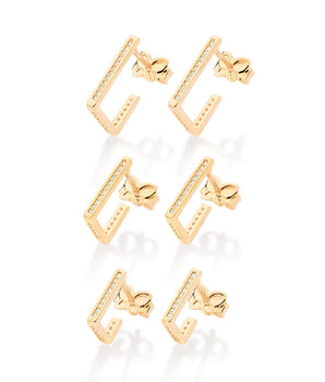 GOLD RECTANGULAR HUGGIE EARRINGS KIT