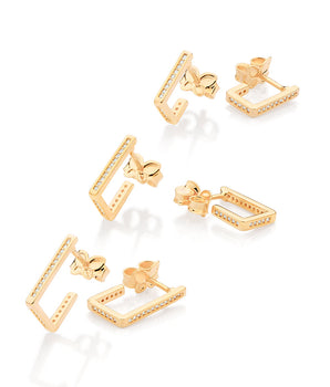 GOLD RECTANGULAR HUGGIE EARRINGS KIT