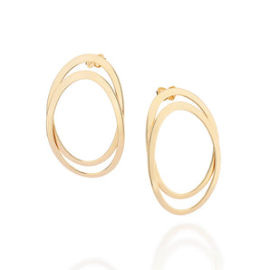 GOLD PLATED MAXI LAYERED HOLLOW OVAL EARRING