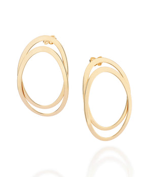 GOLD PLATED MAXI LAYERED HOLLOW OVAL EARRING