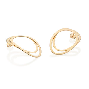 GOLD PLATED MAXI LAYERED HOLLOW OVAL EARRING