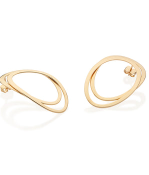 GOLD PLATED MAXI LAYERED HOLLOW OVAL EARRING