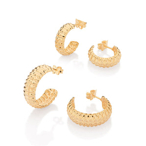 18K GOLD PLATED TEXTURED HALF HOOP EARRING KIT