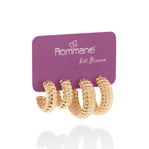 JEWELRY SET TEXTURED HOOP EARRINGS