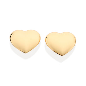 GOLD PADDED HEART BUTTON EARRINGS