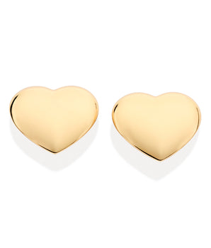 GOLD PADDED HEART BUTTON EARRINGS
