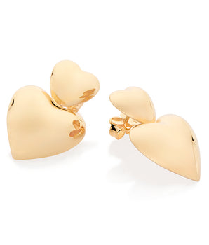 GOLD DOUBLE HEARTS EARRINGS