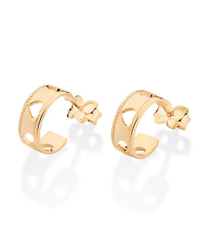 GOLD HOLLOW HEARTS HOOP EARRINGS