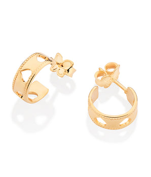 GOLD HOLLOW HEARTS HOOP EARRINGS