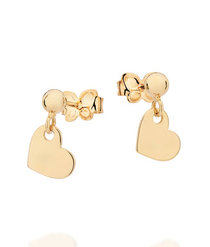 GOLD DANGLY HEART STUD EARRINGS