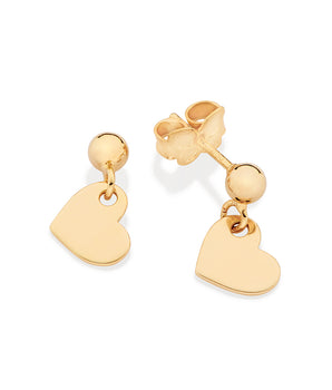 GOLD DANGLY HEART STUD EARRINGS