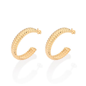 GOLD TEXTURED HOOP EARRINGS