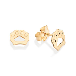 GOLD PET PAW STUD EARRINGS