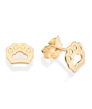 GOLD PET PAW STUD EARRINGS