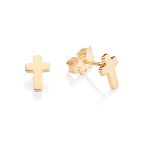 GOLD CROSS STUD EARRINGS