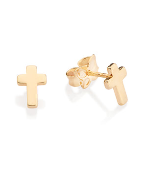 GOLD CROSS STUD EARRINGS