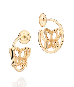 GOLD BUTTERFLY INSIDE HOOP EARRINGS