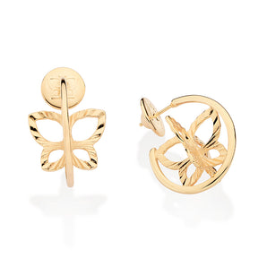 GOLD BUTTERFLY INSIDE HOOP EARRINGS